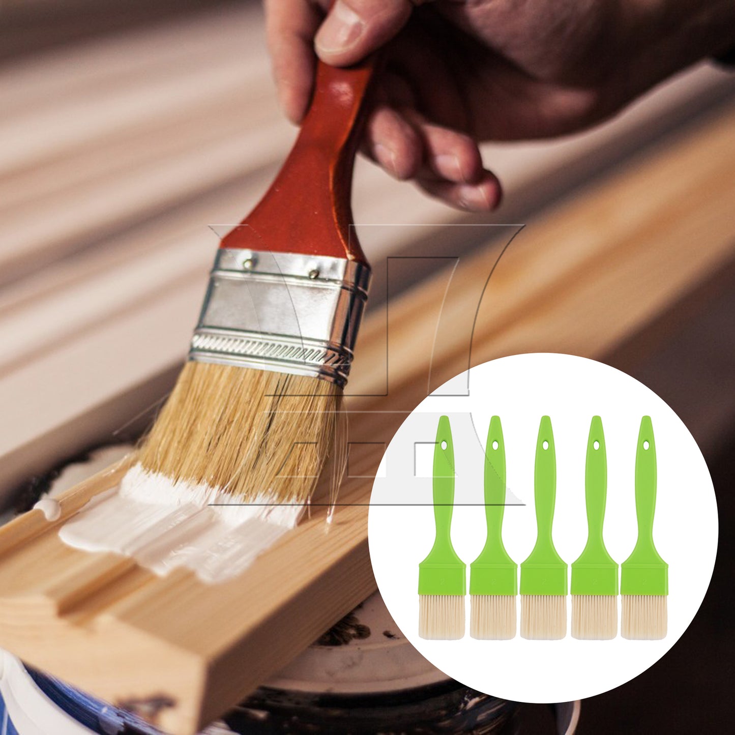 BQLZR  2" Flat Paint Brushes with Plastic Handle for Home Art Tools Green