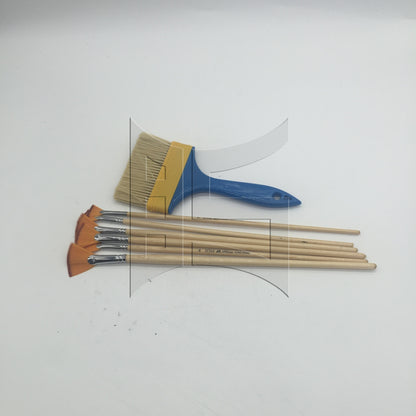 BQLZR 7 Pieces Fan Artist Paint Brushes w/ 1" Blue Handle Chip Stains Brush