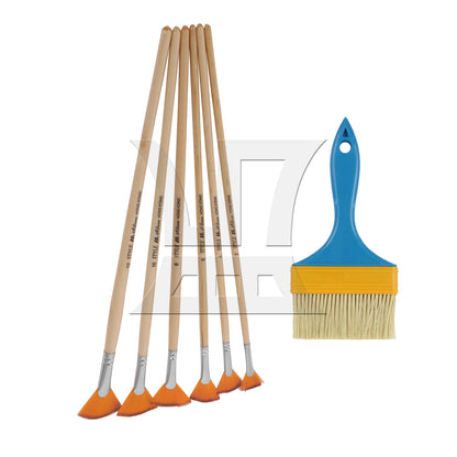 BQLZR 7 Pieces Fan Artist Paint Brushes w/ 1" Blue Handle Chip Stains Brush