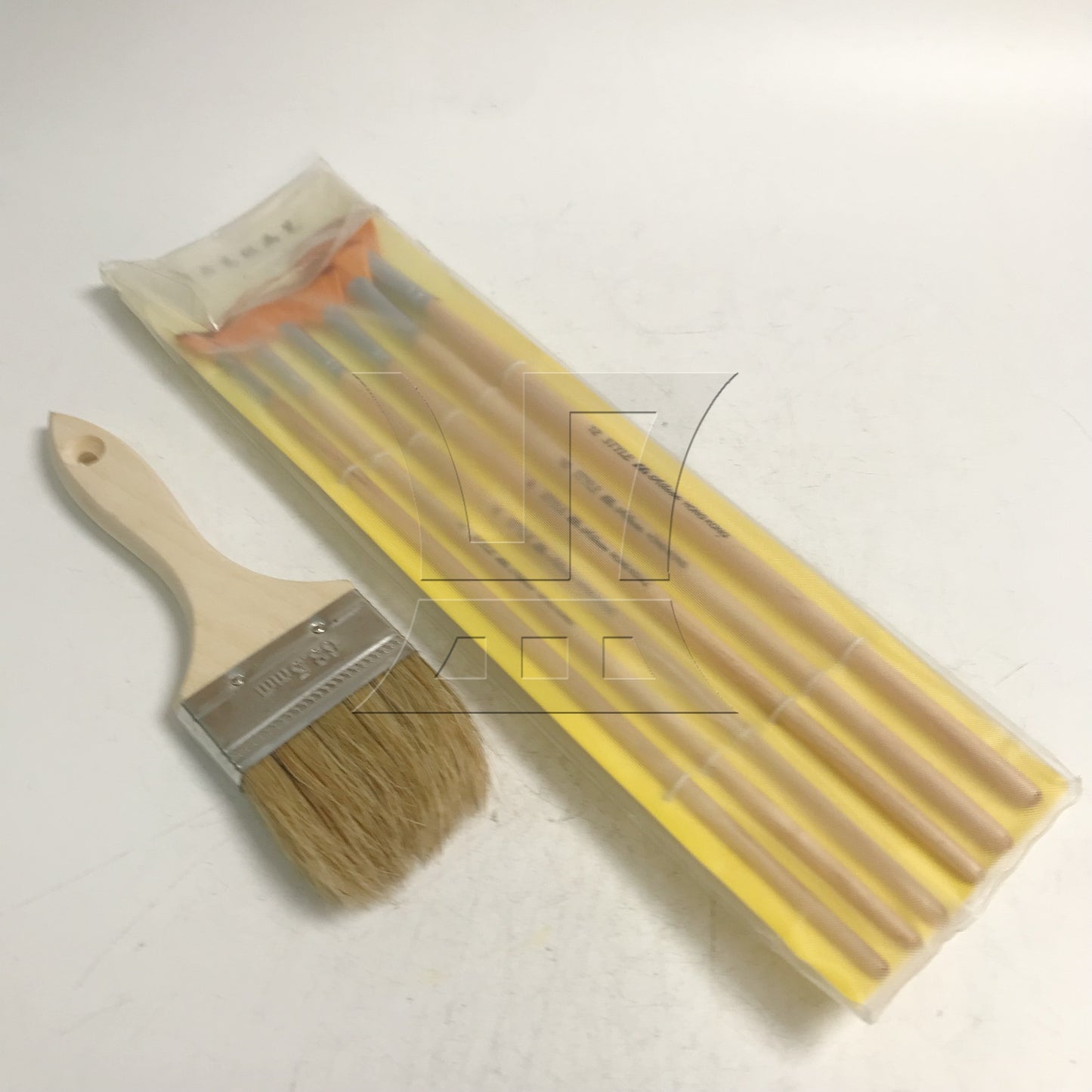 BQLZR 7 Pieces Fan Artist Paint Brushes w/ 2.5" Wood Lengthen Handle Painting Brush