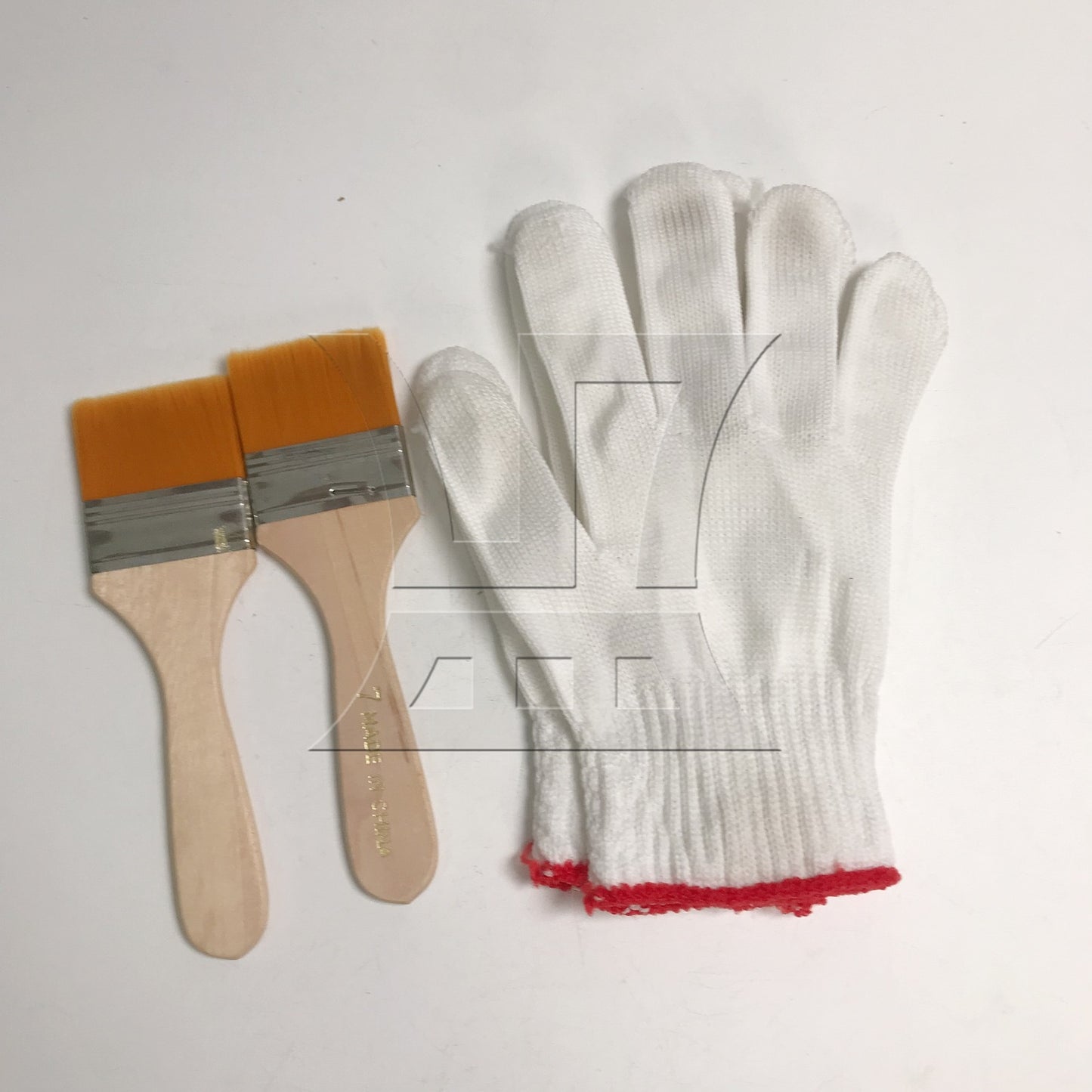 BQLZR 2 Pieces Thin Wood Painting Brush Tool 1.85" Width w/ White Nylon Mittens Set