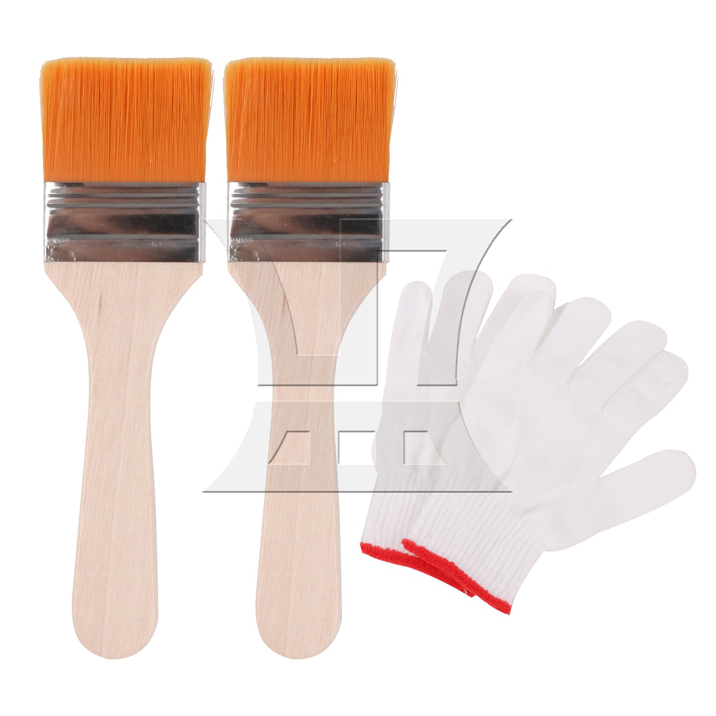 BQLZR 2 Pieces Thin Wood Painting Brush Tool 1.85" Width w/ White Nylon Mittens Set