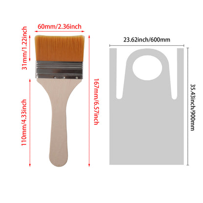 BQLZR 2 Pieces Professional Paint Brush for Acrylic 2.5" Yellow with 35" Apron Set