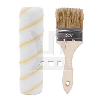 BQLZR 2 Pieces Paint Brush with Lengthen Wooden Handle 2.5" & 9" Roller Cover Set