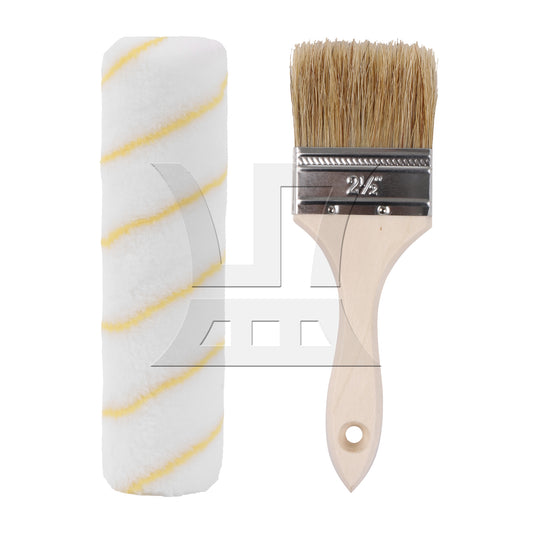 BQLZR 2 Pieces Paint Brush with Lengthen Wooden Handle 2.5" & 9" Roller Cover Set