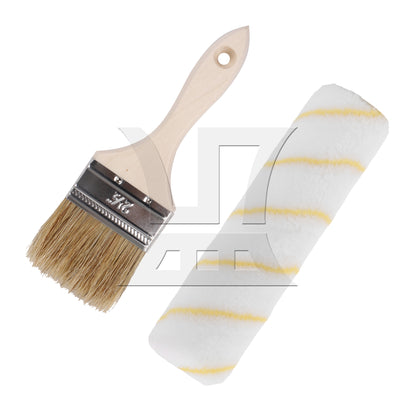 BQLZR 2 Pieces Paint Brush with Lengthen Wooden Handle 2.5" & 9" Roller Cover Set