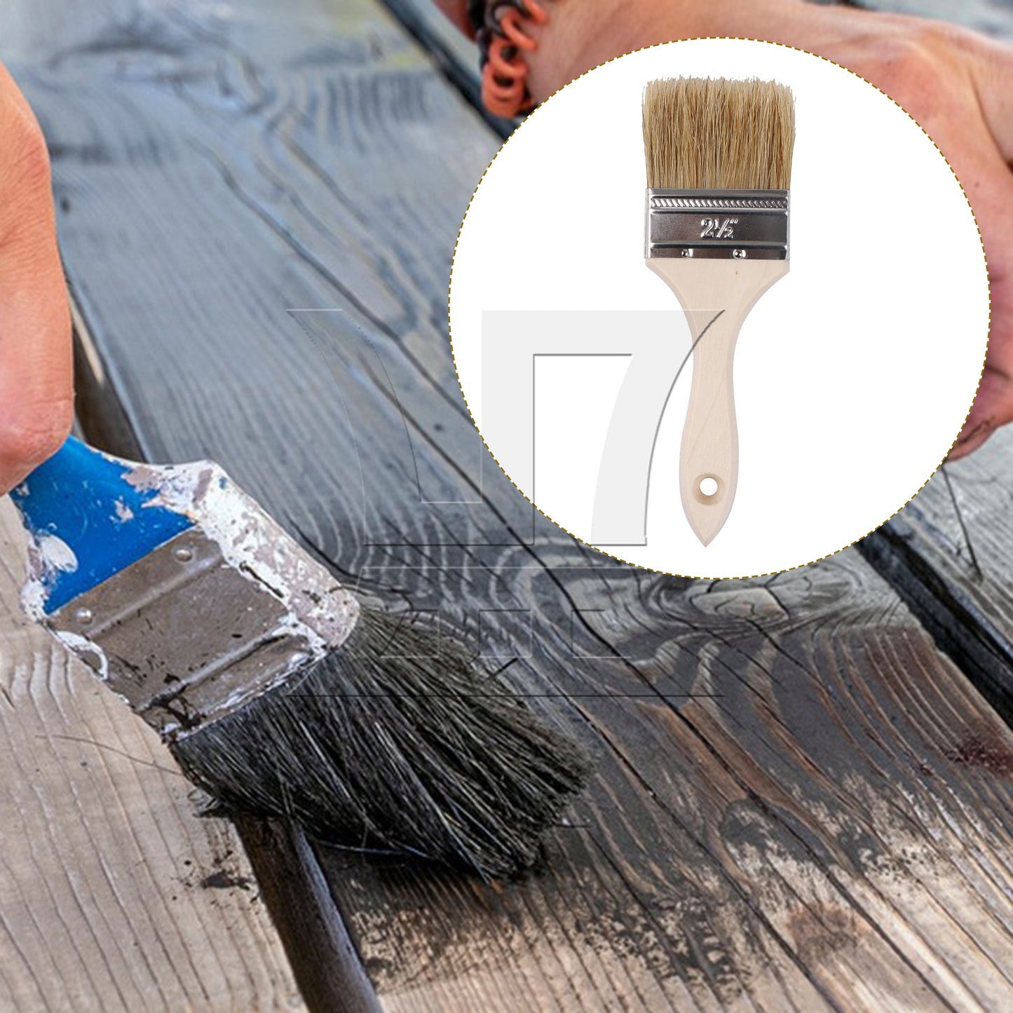 BQLZR 2 Pieces Paint Brush with Lengthen Wooden Handle 2.5" & 9" Roller Cover Set