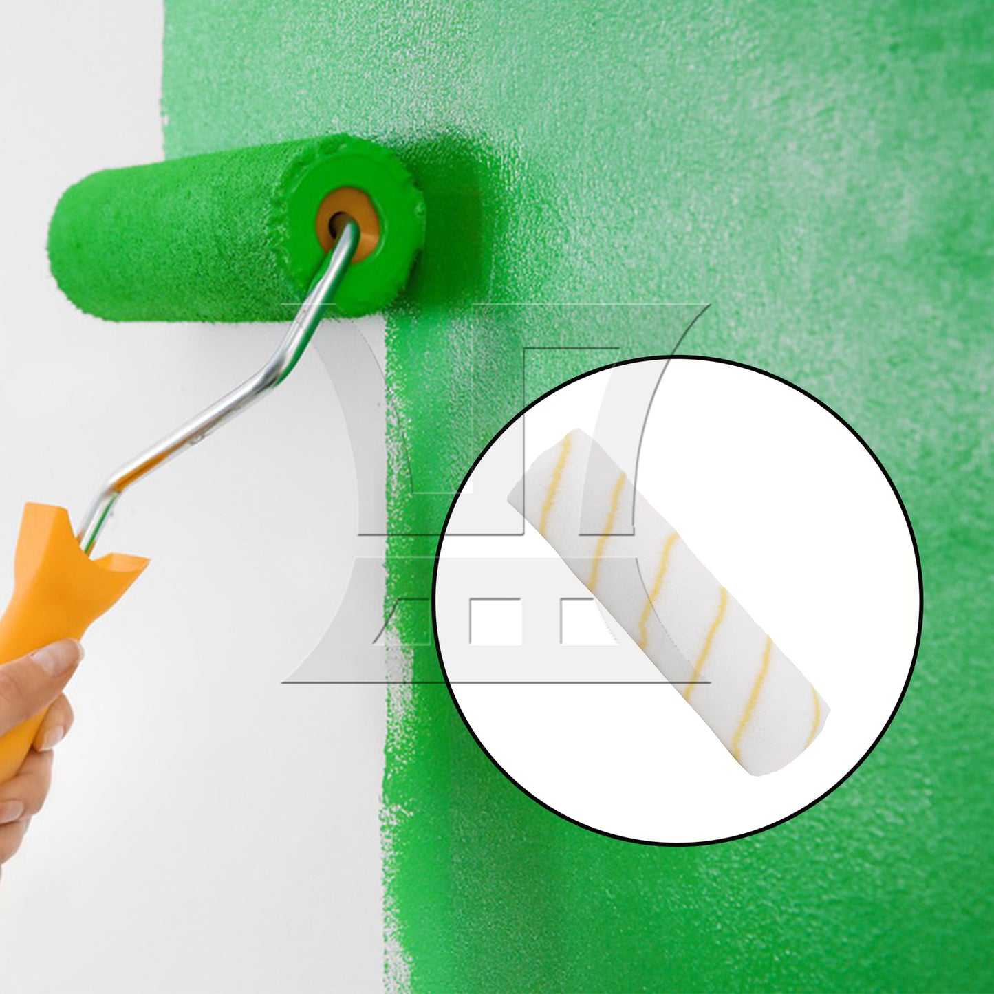 BQLZR Flat Paint Brush with Yellow Plastic Handle 2" & 9 Inch Roller Cover