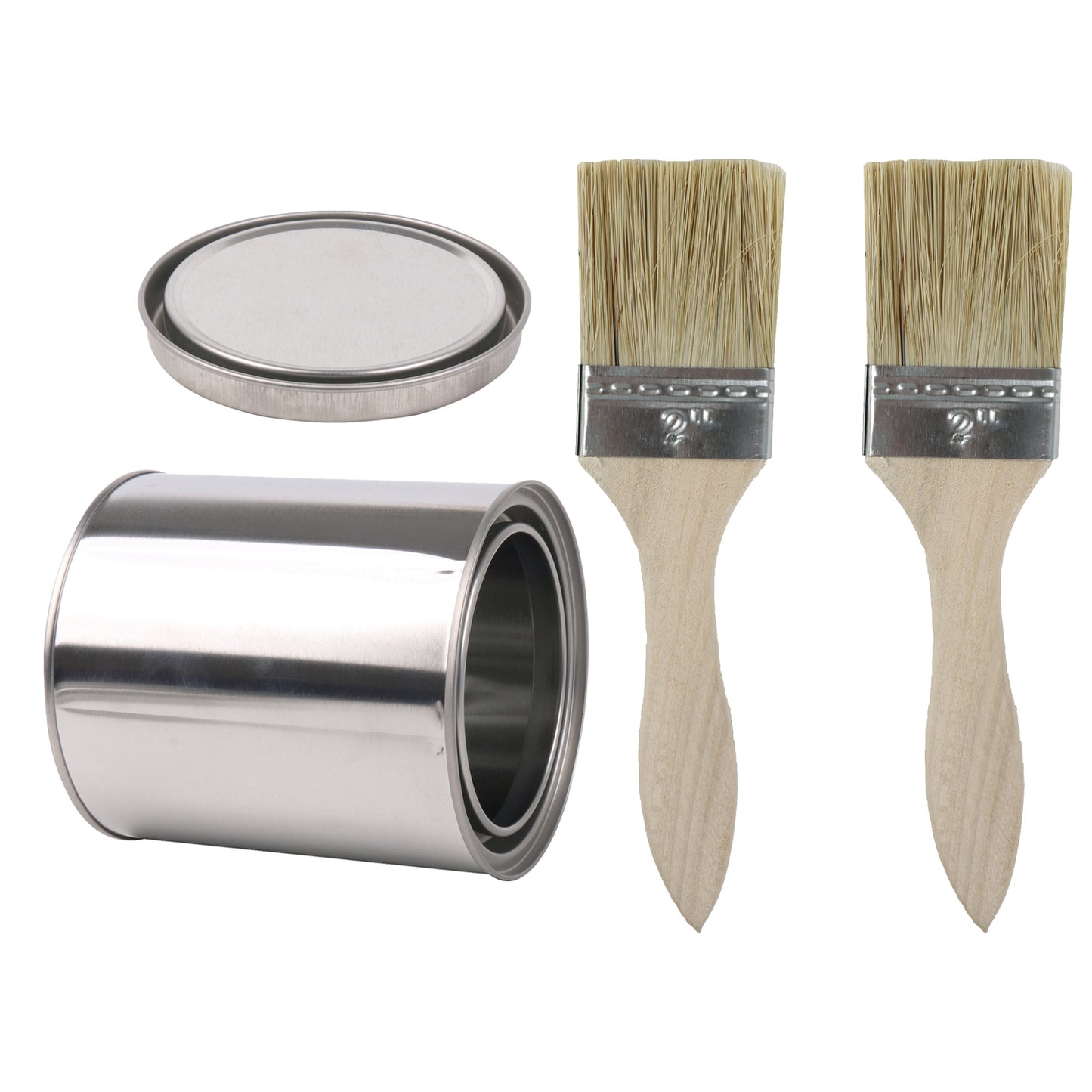 BQLZR 2 Pieces Flat Paint Brush w/ Thin Wood Handle 2.5" Width & 2 Pint Unlined Can
