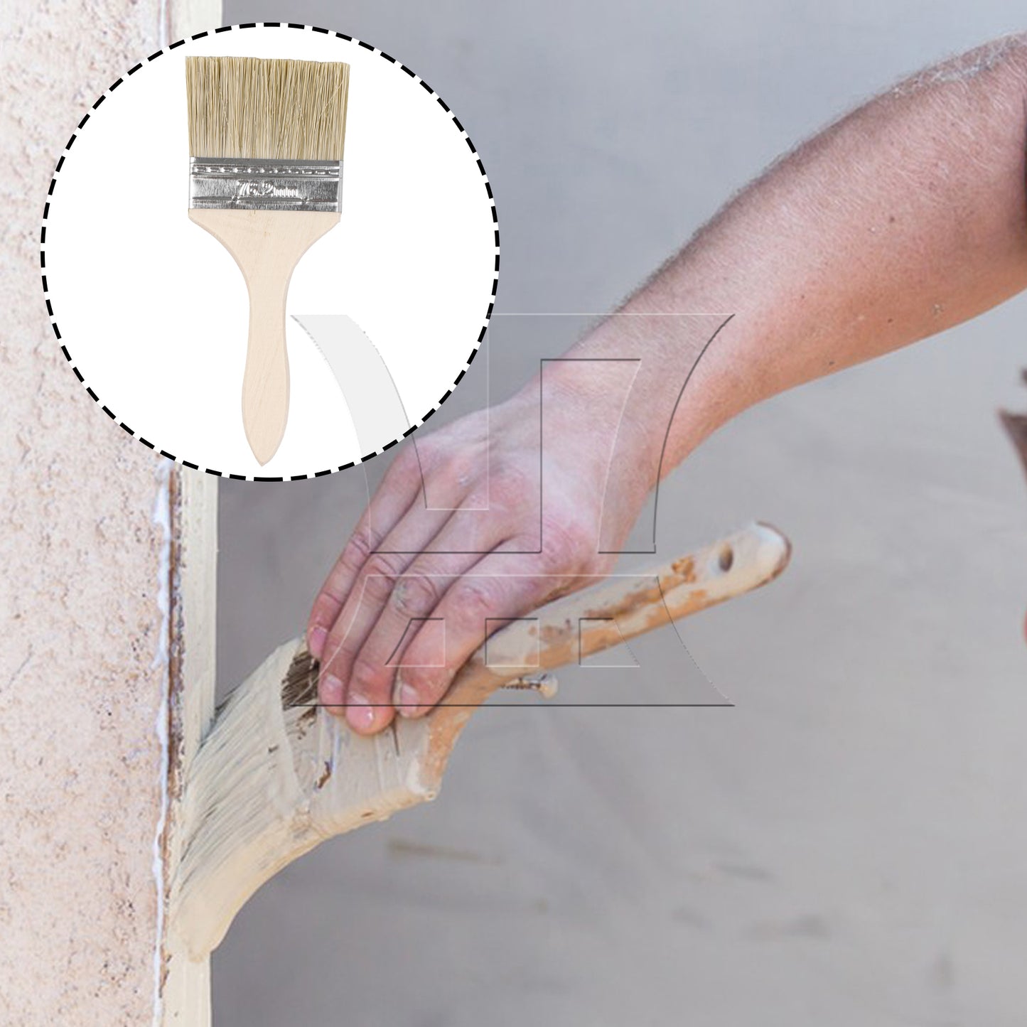 BQLZR  Thin Wooden Painting Brush 3 Inch with 2 Pint Size Unlined Can Set