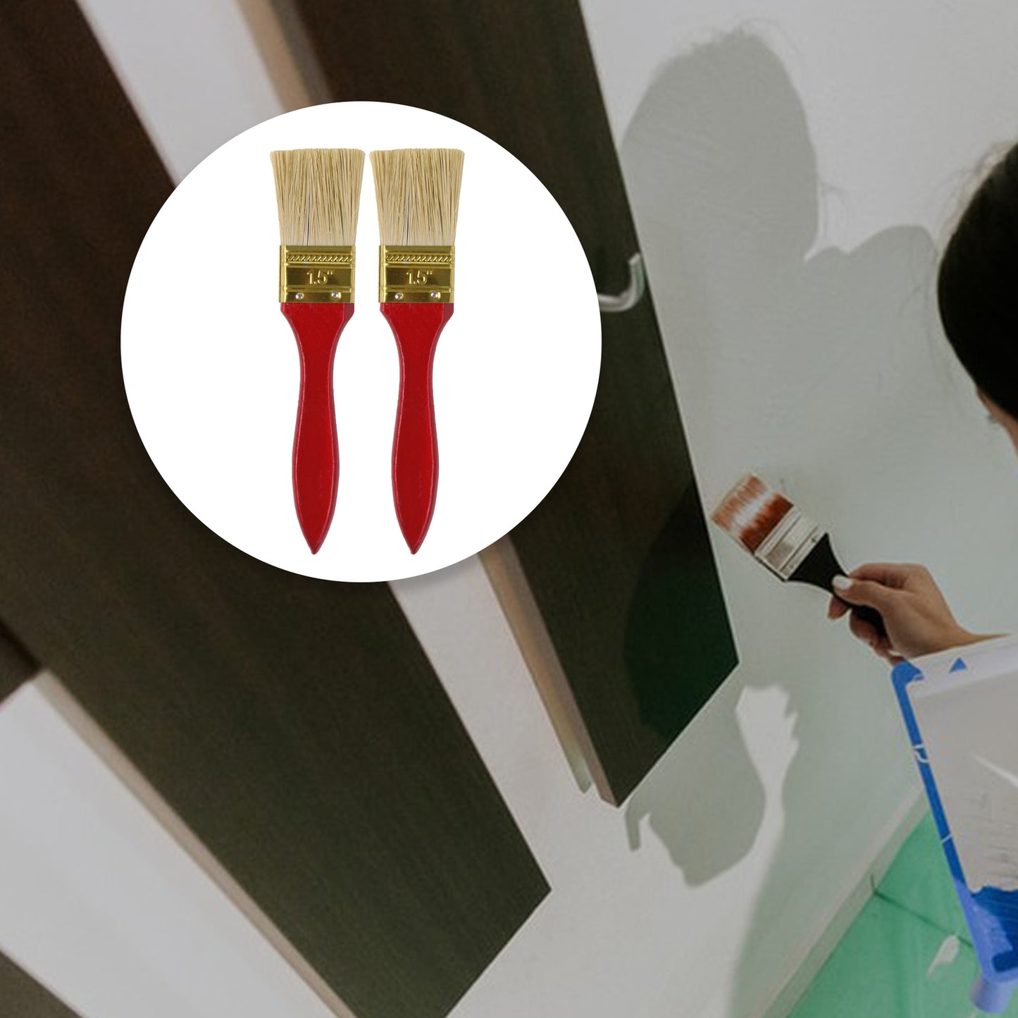 BQLZR 2 Pieces Flat Paint Brush w/ Mahogany Handle  & 2 Pint Unlined Can