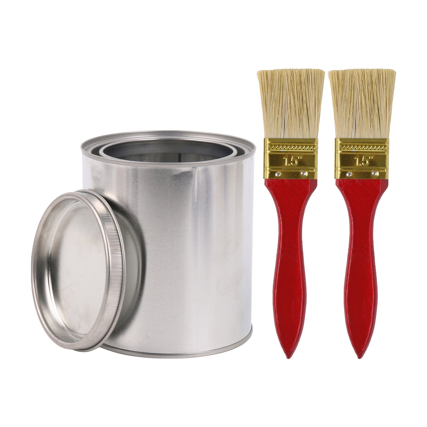 BQLZR 2 Pieces Flat Paint Brush w/ Mahogany Handle  & 2 Pint Unlined Can