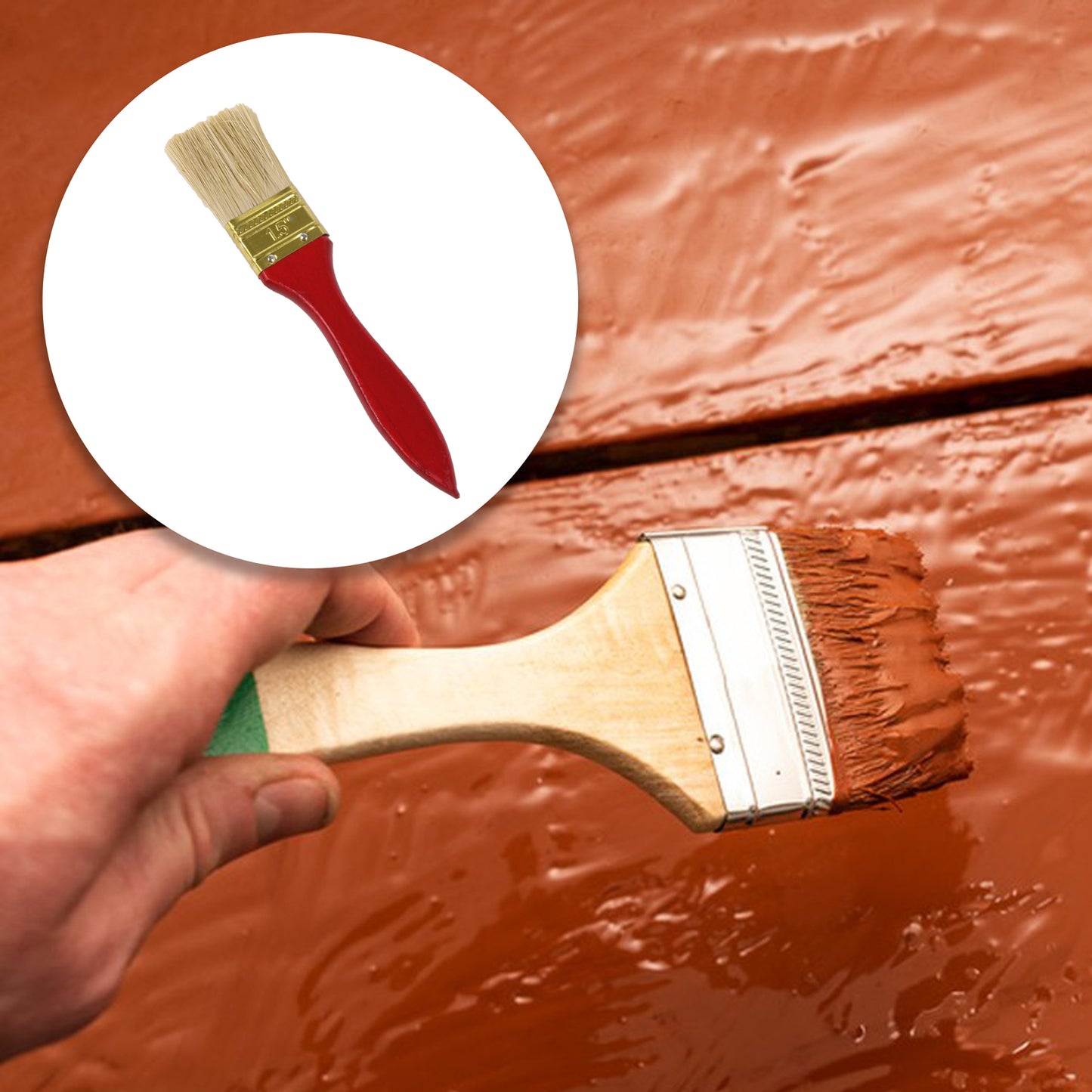 BQLZR 2 Pieces Flat Paint Brush w/ Mahogany Handle  & 2 Pint Unlined Can