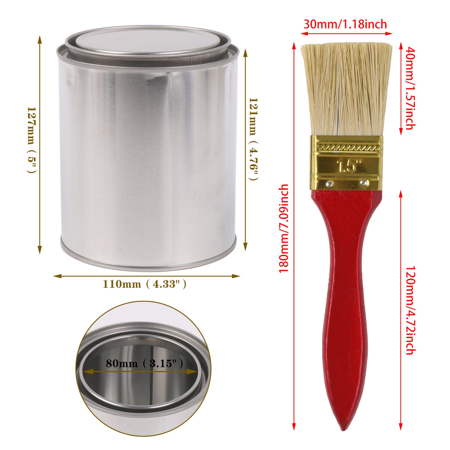 BQLZR 2 Pieces Flat Paint Brush w/ Mahogany Handle  & 2 Pint Unlined Can