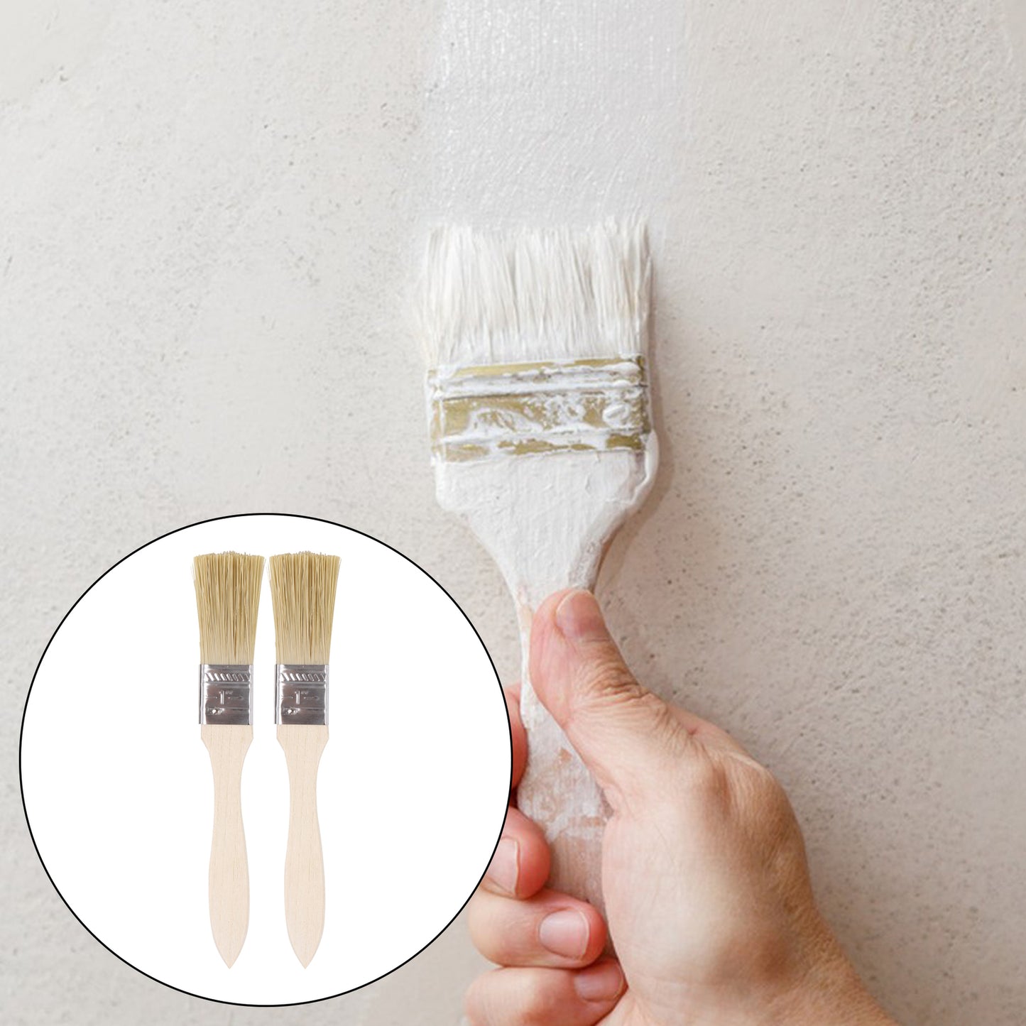 BQLZR 3 Pieces Flat Paint Brush w/ Yellow Plastic Handle 2" and 2 Pint Unlined Can