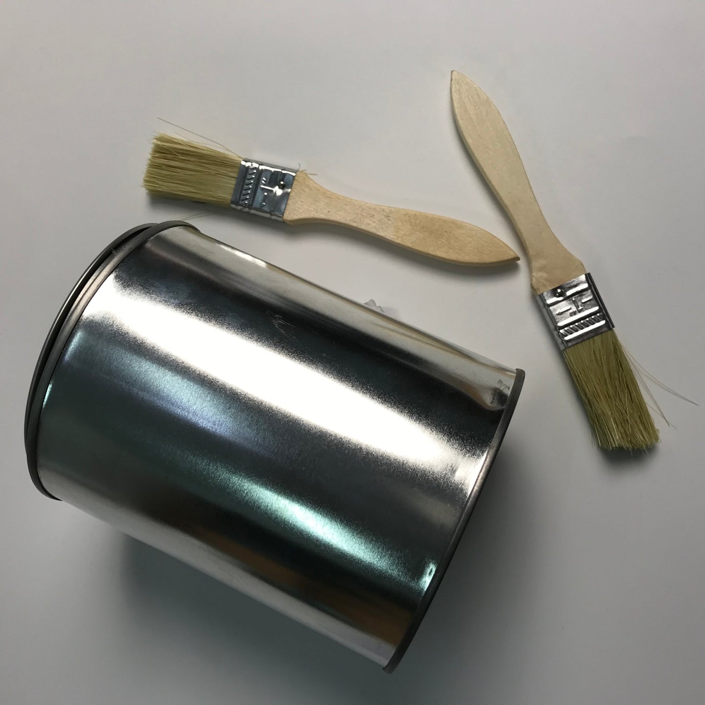 BQLZR 3 Pieces Flat Paint Brush w/ Yellow Plastic Handle 2" and 2 Pint Unlined Can