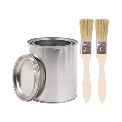 BQLZR 3 Pieces Flat Paint Brush w/ Yellow Plastic Handle 2" and 2 Pint Unlined Can