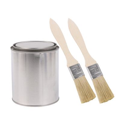 BQLZR 3 Pieces Flat Paint Brush w/ Yellow Plastic Handle 2" and 2 Pint Unlined Can