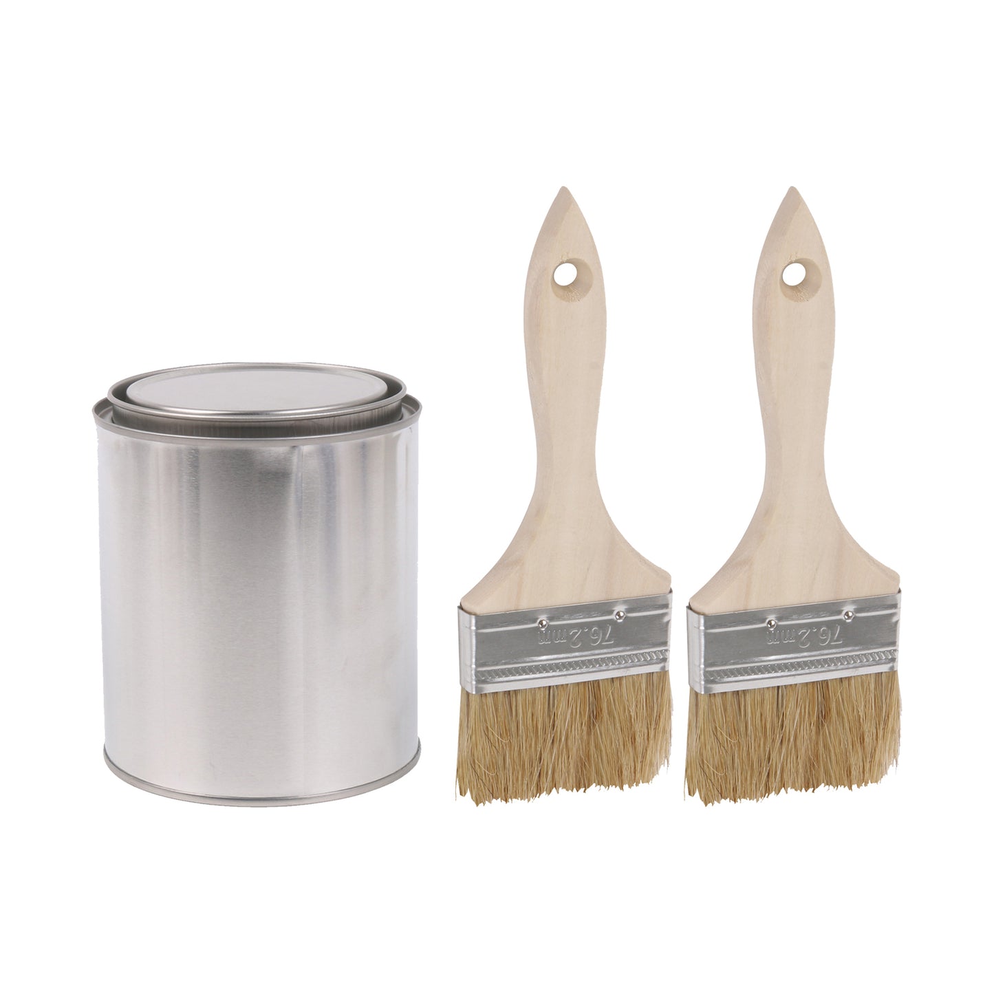 BQLZR 3 Pieces Paint Brush with Lengthen Wooden Handle and 2 Pint Unlined Can