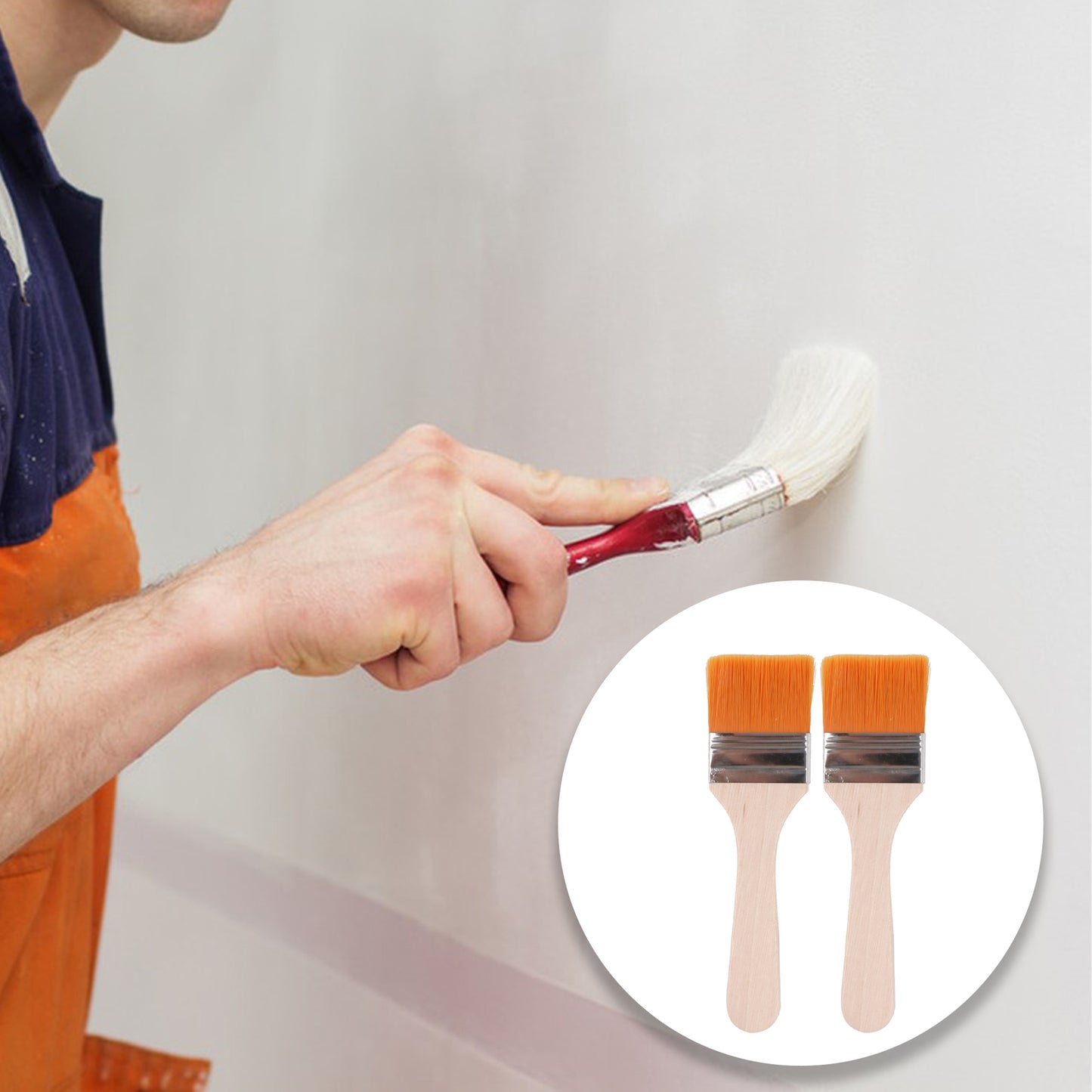 BQLZR 3 Pieces Nylon Bristles Painting Brush for Home 1.85" w/ 2 Pint Unlined Can