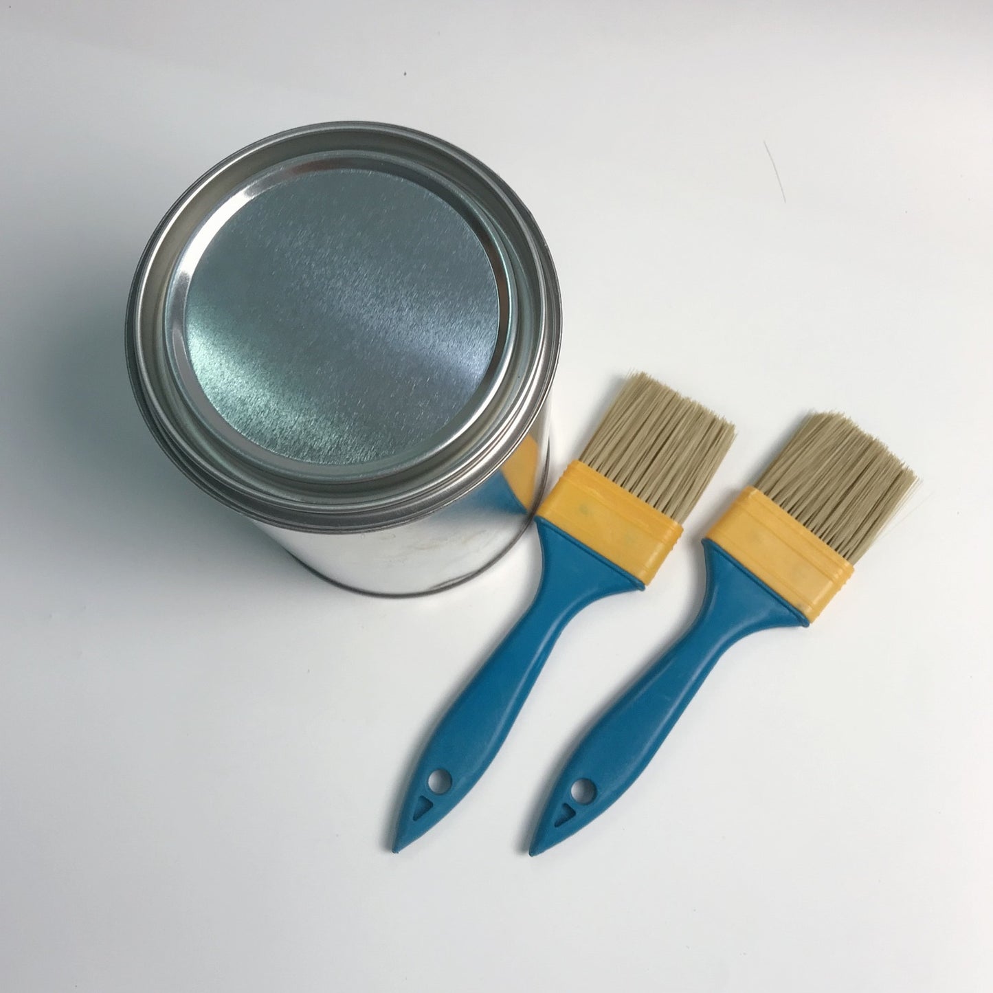 BQLZR 2 Pieces Flat Paint Brush w/ Blue Plastic Handle 2or3 Inch and 2 Pint Unlined Can