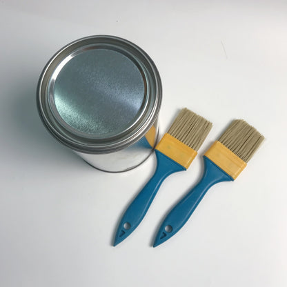 BQLZR 2 Pieces Flat Paint Brush w/ Blue Plastic Handle 2or3 Inch and 2 Pint Unlined Can