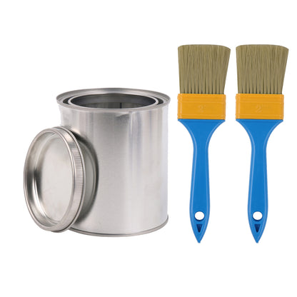 BQLZR 2 Pieces Flat Paint Brush w/ Blue Plastic Handle 2or3 Inch and 2 Pint Unlined Can