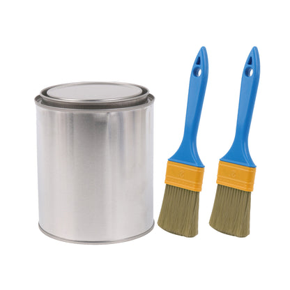 BQLZR 2 Pieces Flat Paint Brush w/ Blue Plastic Handle 2or3 Inch and 2 Pint Unlined Can