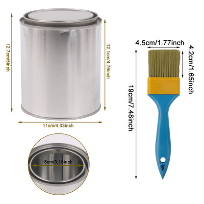 BQLZR 2 Pieces Flat Paint Brush w/ Blue Plastic Handle 2or3 Inch and 2 Pint Unlined Can