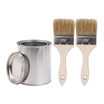 BQLZR 3 Pieces Paint Brush with Lengthen Wooden Handle and 2 Pint Unlined Can