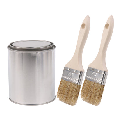 BQLZR 3 Pieces Paint Brush with Lengthen Wooden Handle and 2 Pint Unlined Can