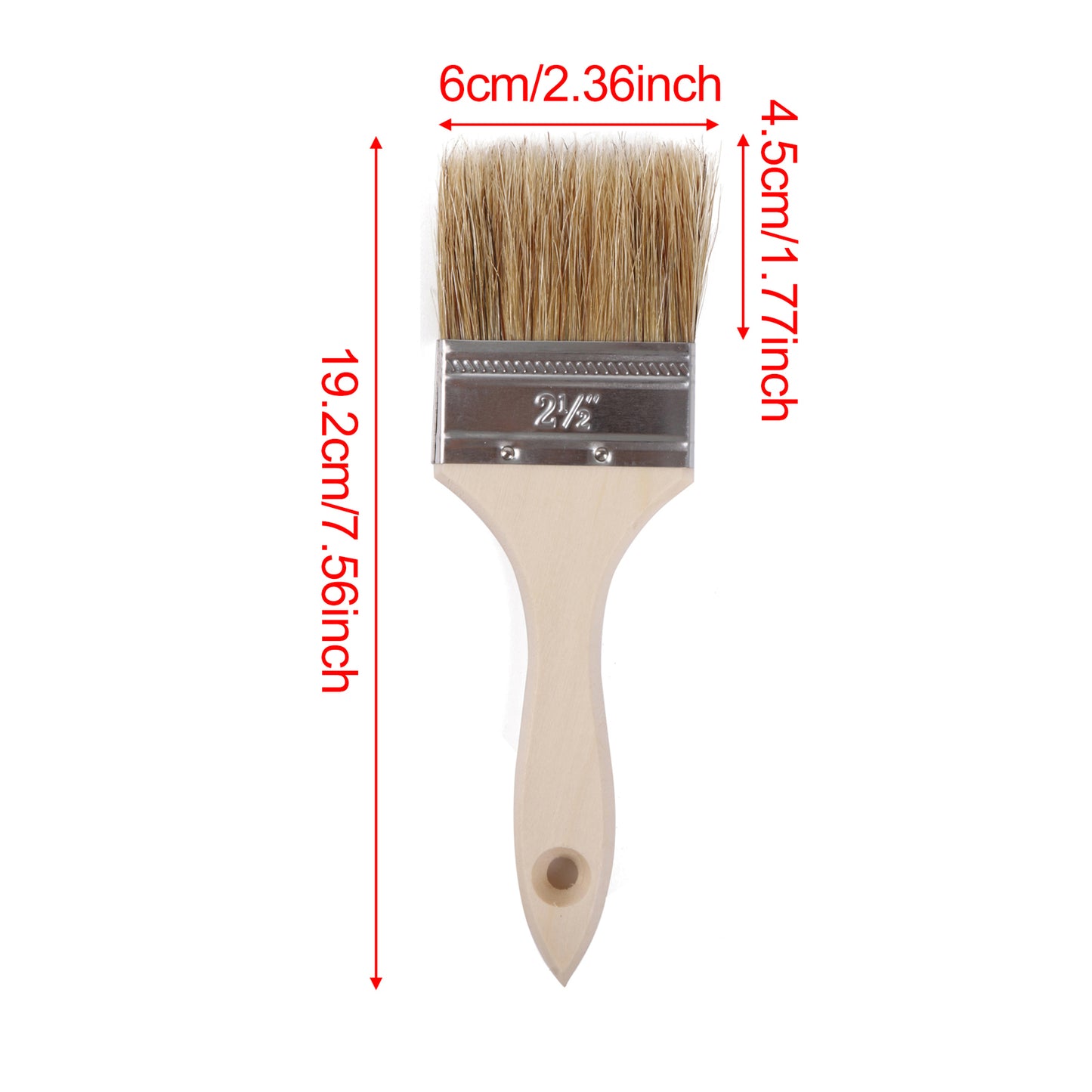 BQLZR 3 Pieces Paint Brush with Lengthen Wooden Handle and 2 Pint Unlined Can