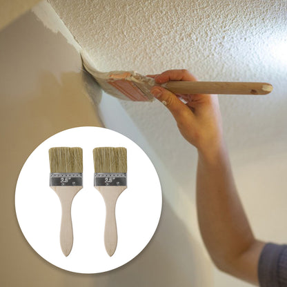 BQLZR 2 Pieces Flat Paint Brush w/ Thin Wood Handle 2.5" Width & 2 Pint Unlined Can