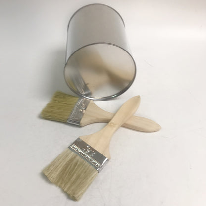 BQLZR 2 Pieces Flat Paint Brush w/ Thin Wood Handle 2.5" Width & 2 Pint Unlined Can
