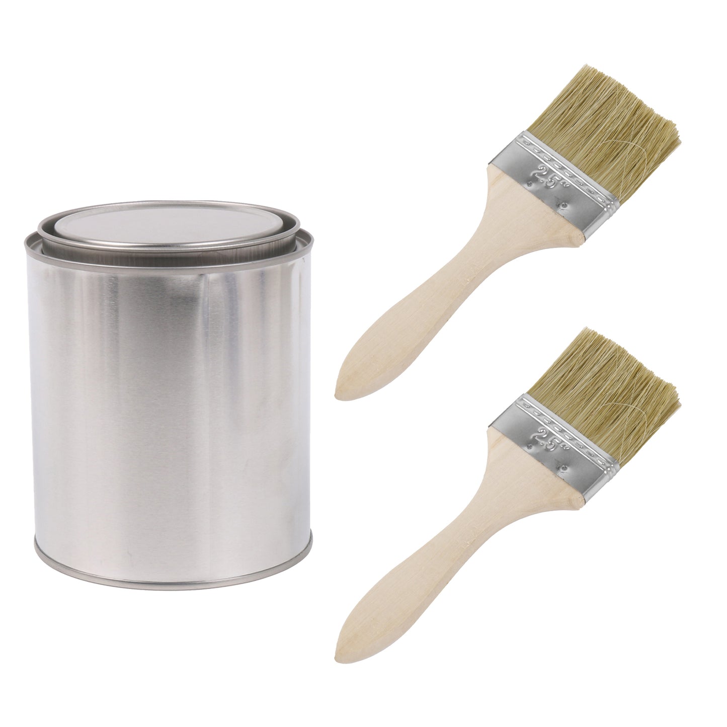 BQLZR 2 Pieces Flat Paint Brush w/ Thin Wood Handle 2.5" Width & 2 Pint Unlined Can