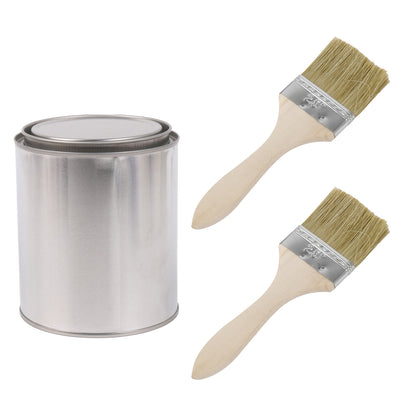 BQLZR 2 Pieces Flat Paint Brush w/ Thin Wood Handle 2.5" Width & 2 Pint Unlined Can