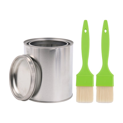 BQLZR 2 Pieces Flat Paint Brush w/ Yellow/Green Plastic Handle 2" and 2 Pint Unlined Can