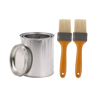 BQLZR 2 Pieces Flat Paint Brush w/ Yellow/Green Plastic Handle 2" and 2 Pint Unlined Can