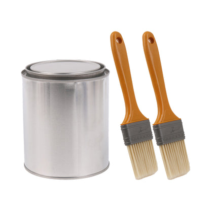 BQLZR 2 Pieces Flat Paint Brush w/ Yellow/Green Plastic Handle 2" and 2 Pint Unlined Can