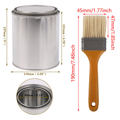 BQLZR 2 Pieces Flat Paint Brush w/ Yellow/Green Plastic Handle 2" and 2 Pint Unlined Can