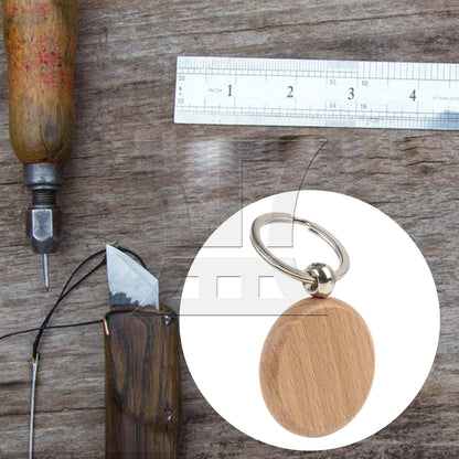 BQLZR 120 Pieces Wooden Key Ring Round Blank Tag for Craft Supply 1.57 x 0.31inch