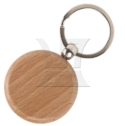 BQLZR 120 Pieces Wooden Key Ring Round Blank Tag for Craft Supply 1.57 x 0.31inch