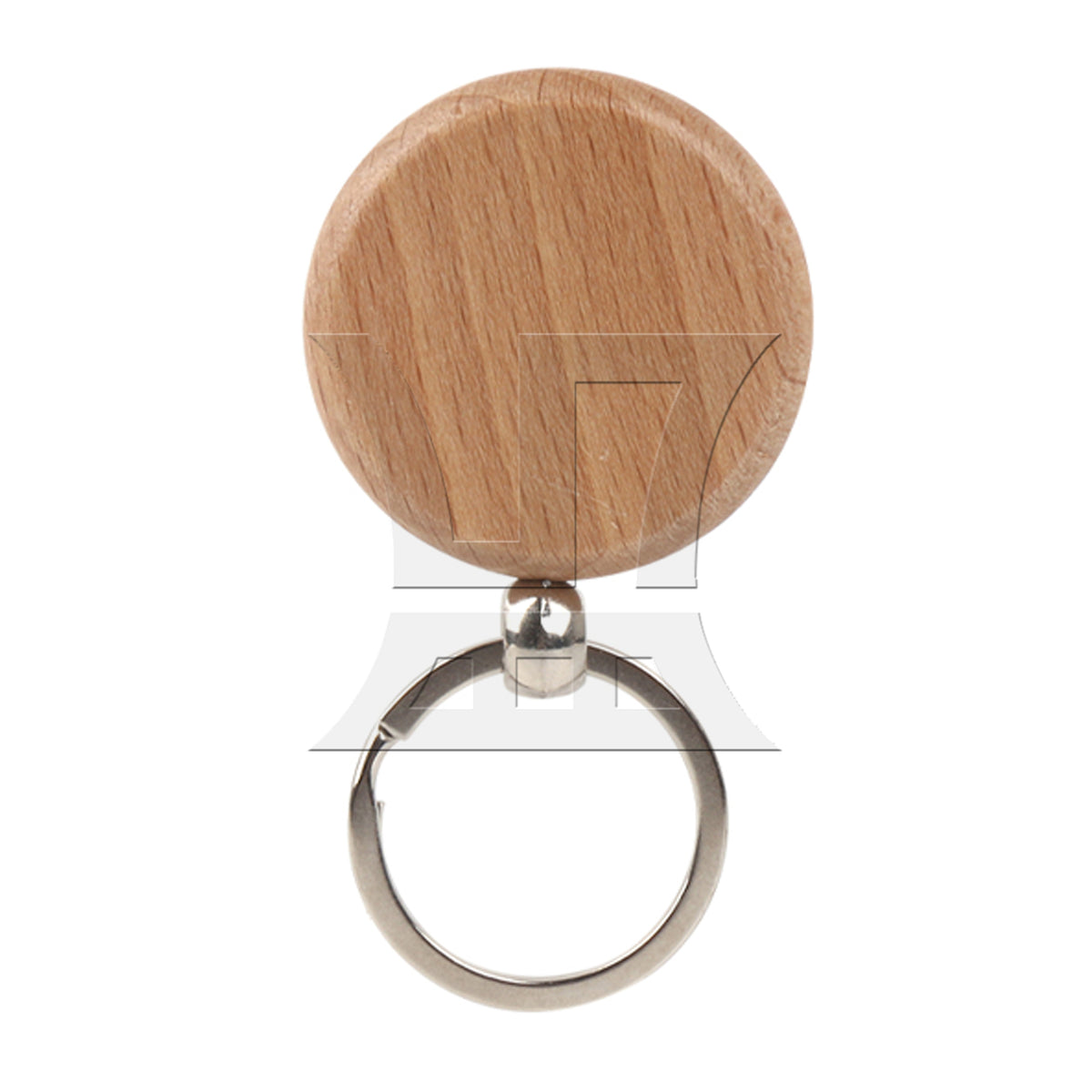 BQLZR 120 Pieces Wooden Key Ring Round Blank Tag for Craft Supply 1.57 x 0.31inch