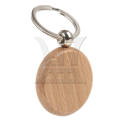BQLZR 120 Pieces Wooden Key Ring Round Blank Tag for Craft Supply 1.57 x 0.31inch