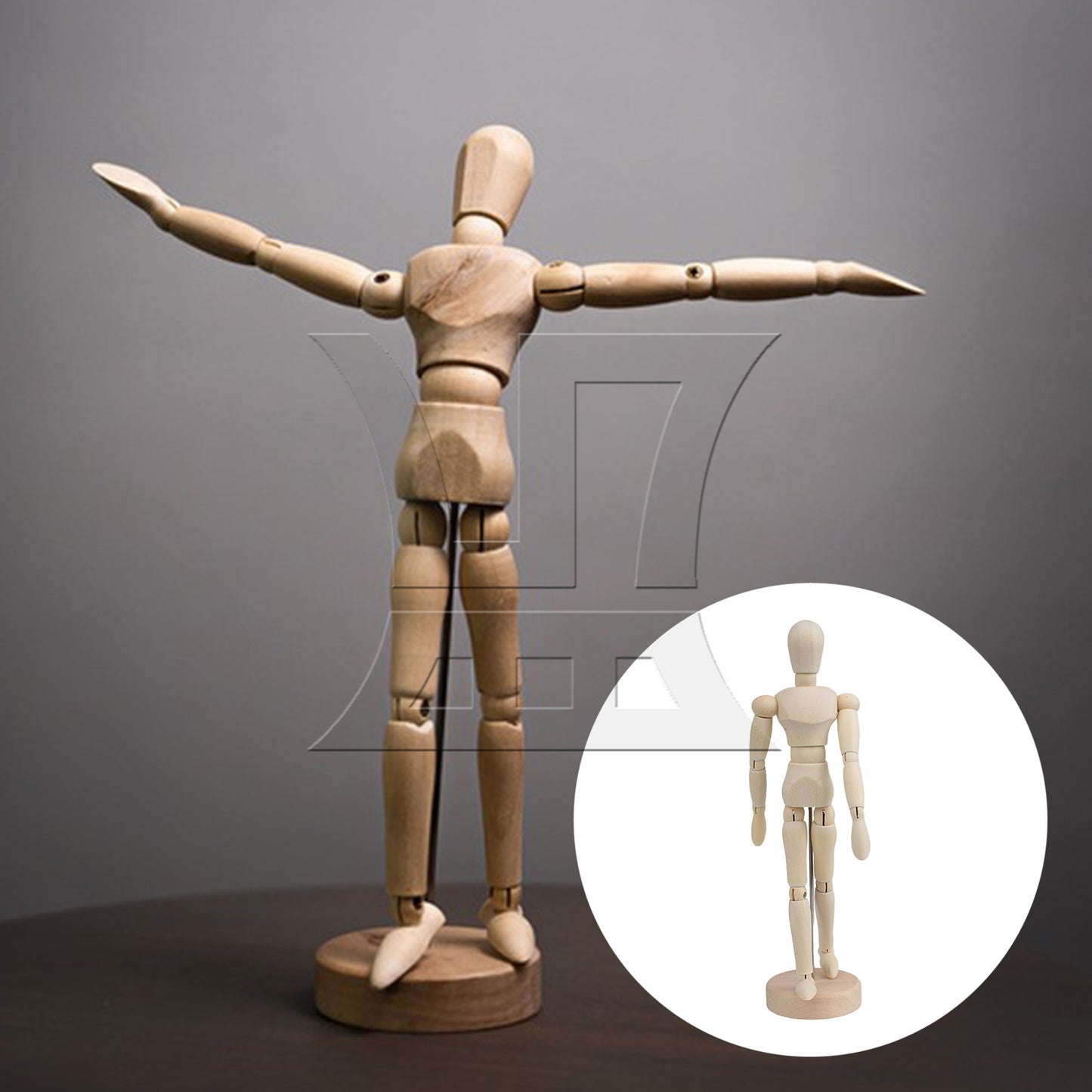 BQLZR Wooden Manikin Mannequin Doll Ornament Stand for Art Sketching 8 Inch Natural Color