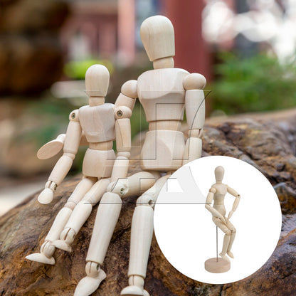 BQLZR Wooden Manikin Mannequin Doll Ornament Stand for Art Sketching 8 Inch Natural Color