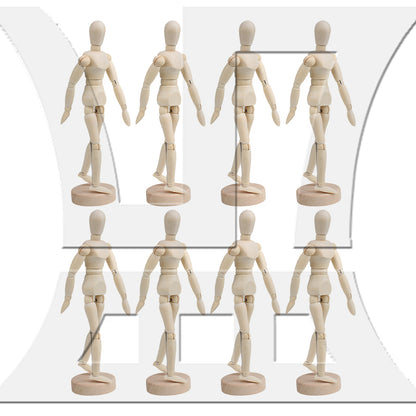 BQLZR Wooden Manikin Mannequin Doll Ornament Stand for Art Sketching 8 Inch Natural Color