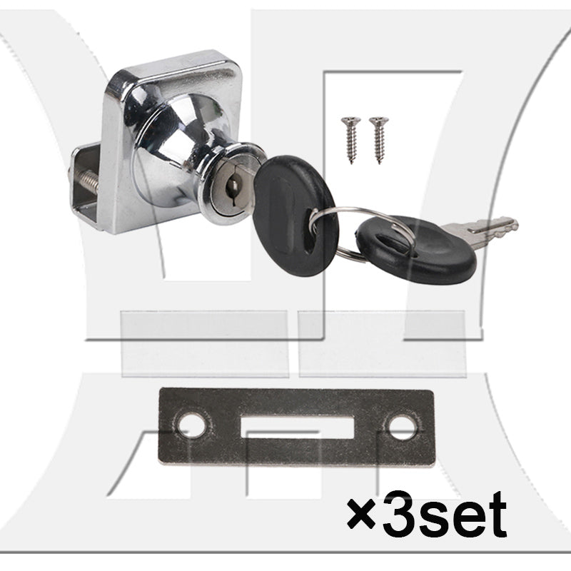 BQLZR Display Cabinet Door Lock 1.38x1.18inch Silver Stainless Steel w/ 4Pcs Key