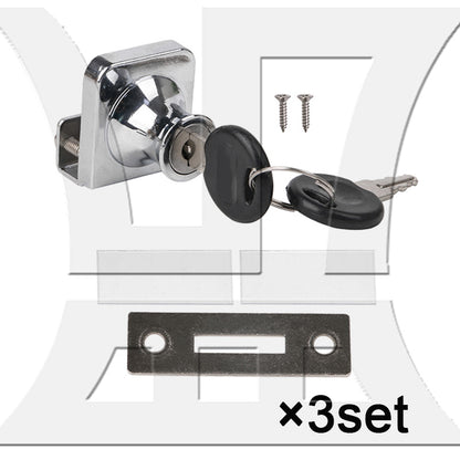 BQLZR Display Cabinet Door Lock 1.38x1.18inch Silver Stainless Steel w/ 4Pcs Key