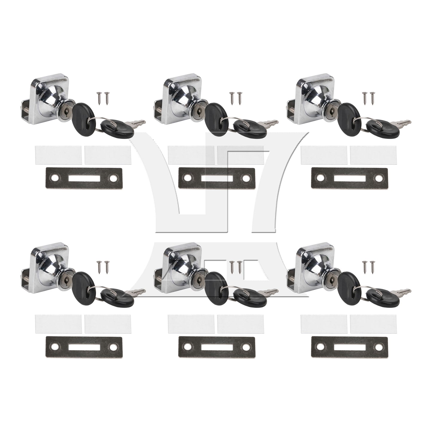 BQLZR Display Cabinet Door Lock 1.38x1.18inch Silver Stainless Steel w/ 4Pcs Key